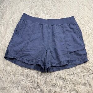 Faherty Women's M Blue Pull On Arlie Short Linen Tencel Casual Preppy Comfort